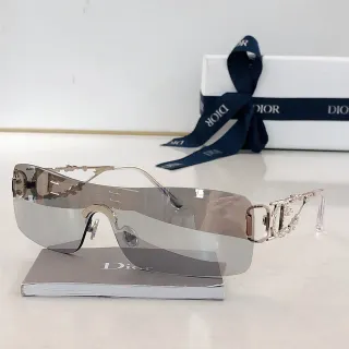 Dior Silver Transparent Rimless Shield Mirrored Lens Sunglasses