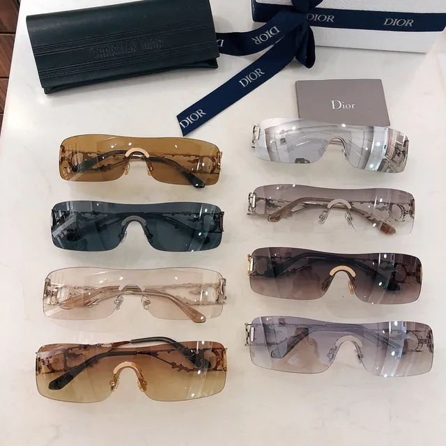 Dior Silver Transparent Rimless Shield Mirrored Lens Sunglasses 2