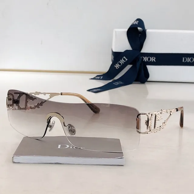 Dior Silver Transparent Rimless Shield Mirrored Lens Sunglasses 8