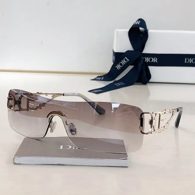Dior Silver Transparent Rimless Shield Mirrored Lens Sunglasses 9