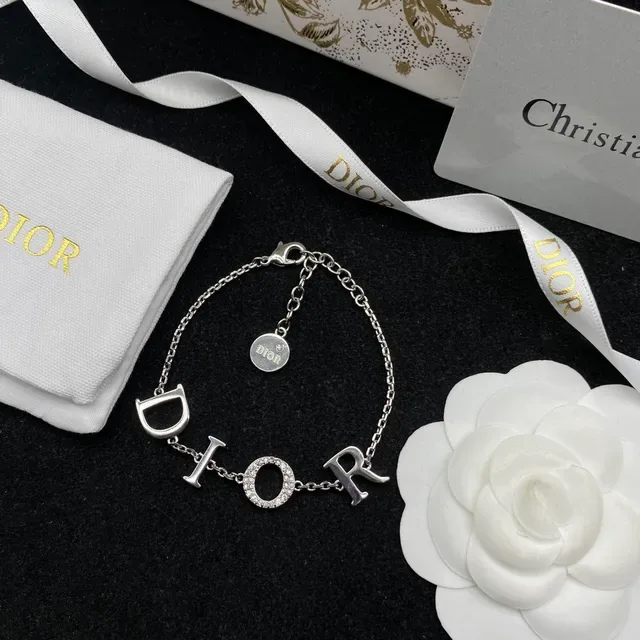 Dior Silver White Letter-Charm Pavé-Set Necklace 4