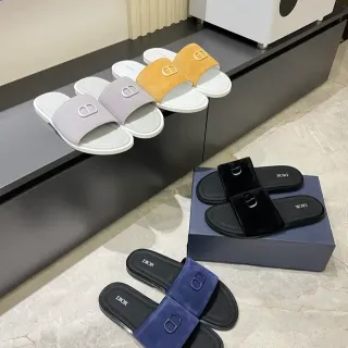 Dior Slide Suede Logo Strap Slippers