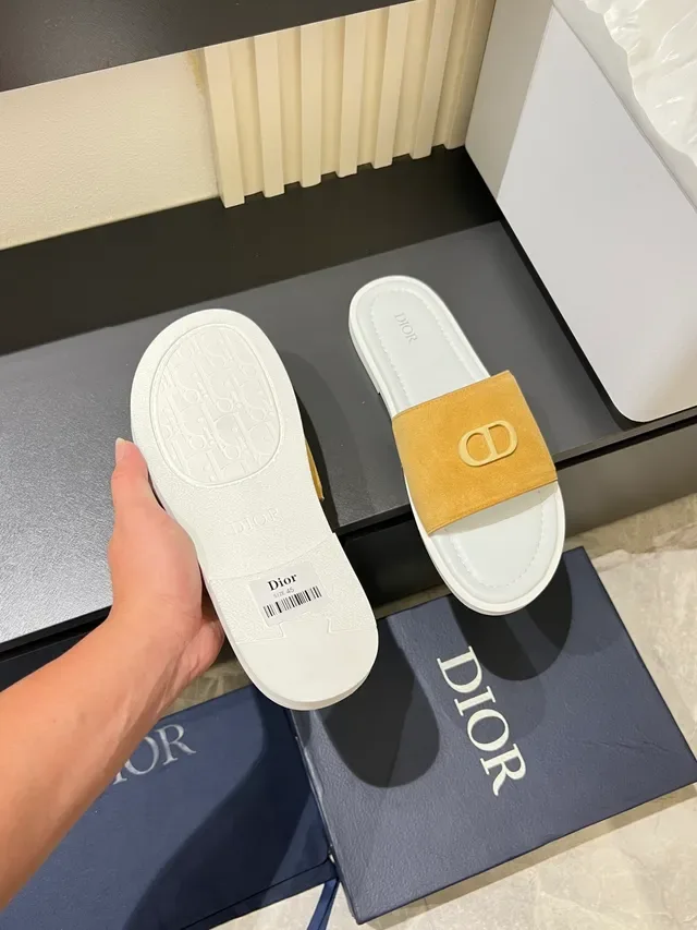 Dior Slide Suede Logo Strap Slippers 2