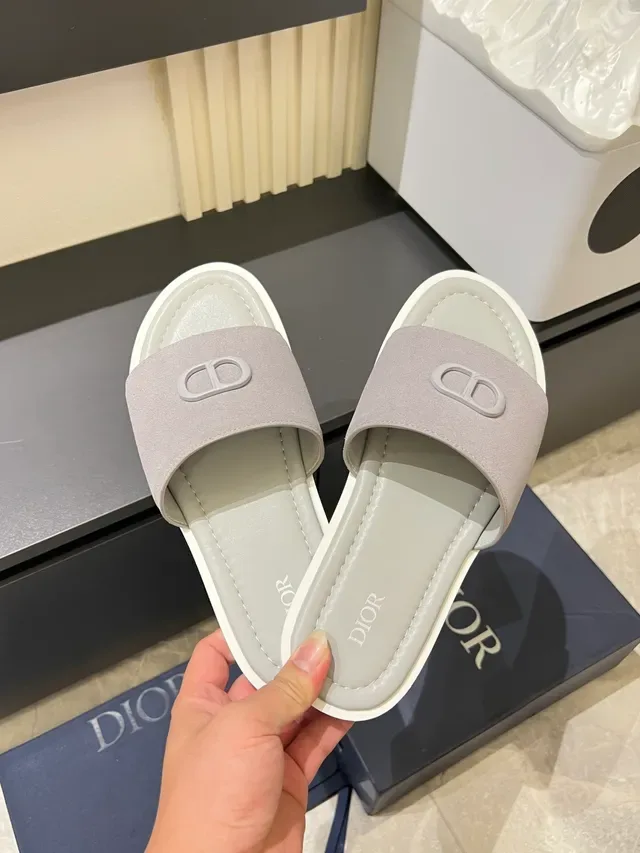 Dior Slide Suede Logo Strap Slippers 4