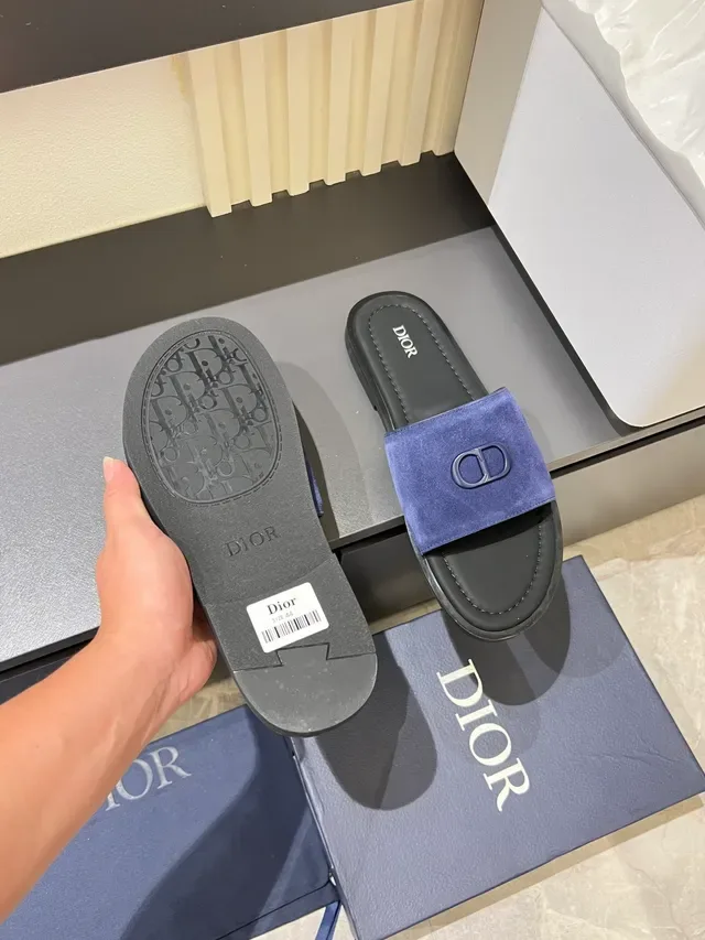 Dior Slide Suede Logo Strap Slippers 5