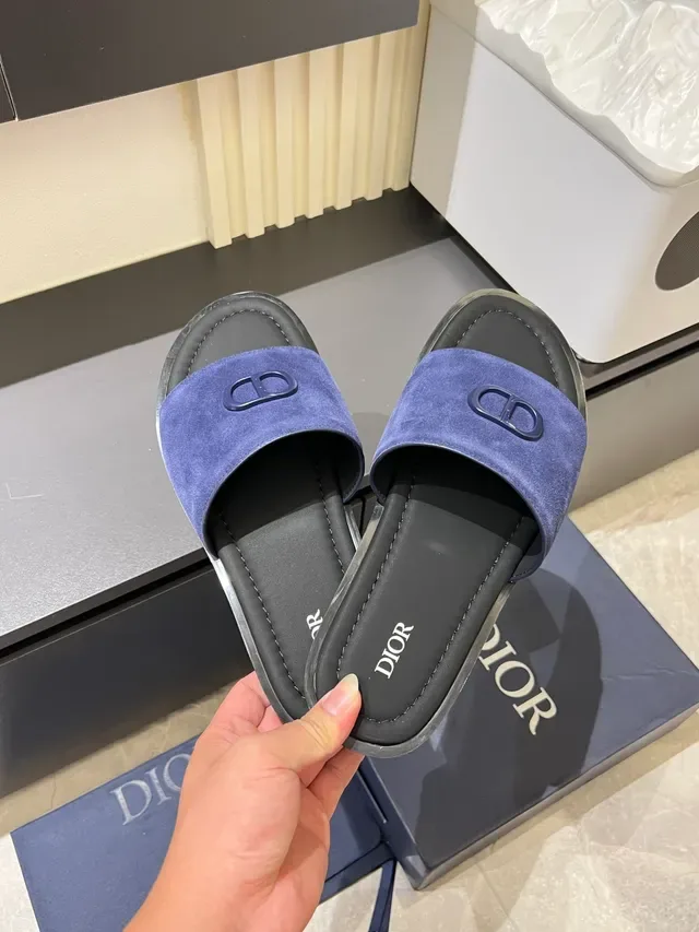 Dior Slide Suede Logo Strap Slippers 6