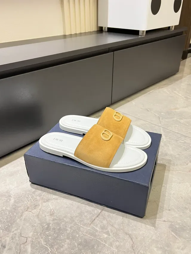 Dior Slide Suede Logo Strap Slippers 8