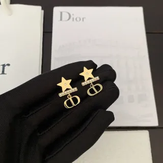 Dior Star Pearl and CD Logo Gold-Tone Earrings