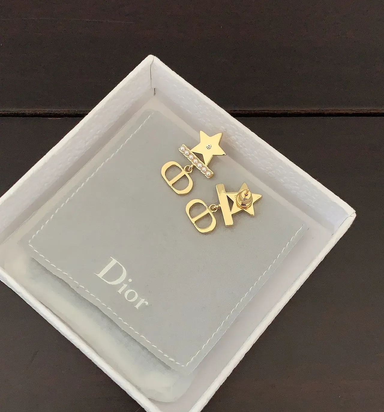 Dior Star Pearl and CD Logo Gold-Tone Earrings 2