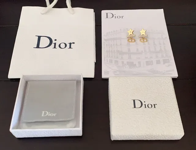 Dior Star Pearl and CD Logo Gold-Tone Earrings 4