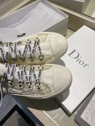 Dior White Black High-Top Knit Collar Lifestyle Sneakers 3