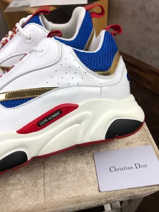 Dior White Blue Platform Sole Mesh Toe Box Chunky Sneakers 8