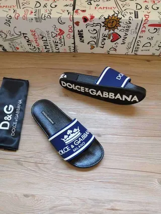 Dolce & Gabbana Crown Logo Navy and Black Slippers 2
