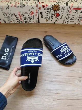 Dolce & Gabbana Crown Logo Navy and Black Slippers 3