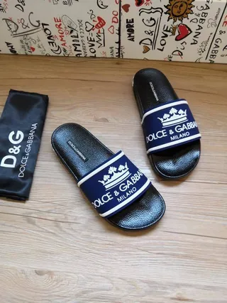 Dolce & Gabbana Crown Logo Navy and Black Slippers 4