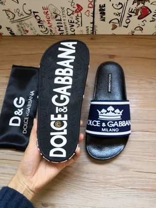 Dolce & Gabbana Crown Logo Navy and Black Slippers 5