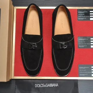 Dolce & Gabbana Portofino 黑色麂皮 DG Buckle 乐福鞋