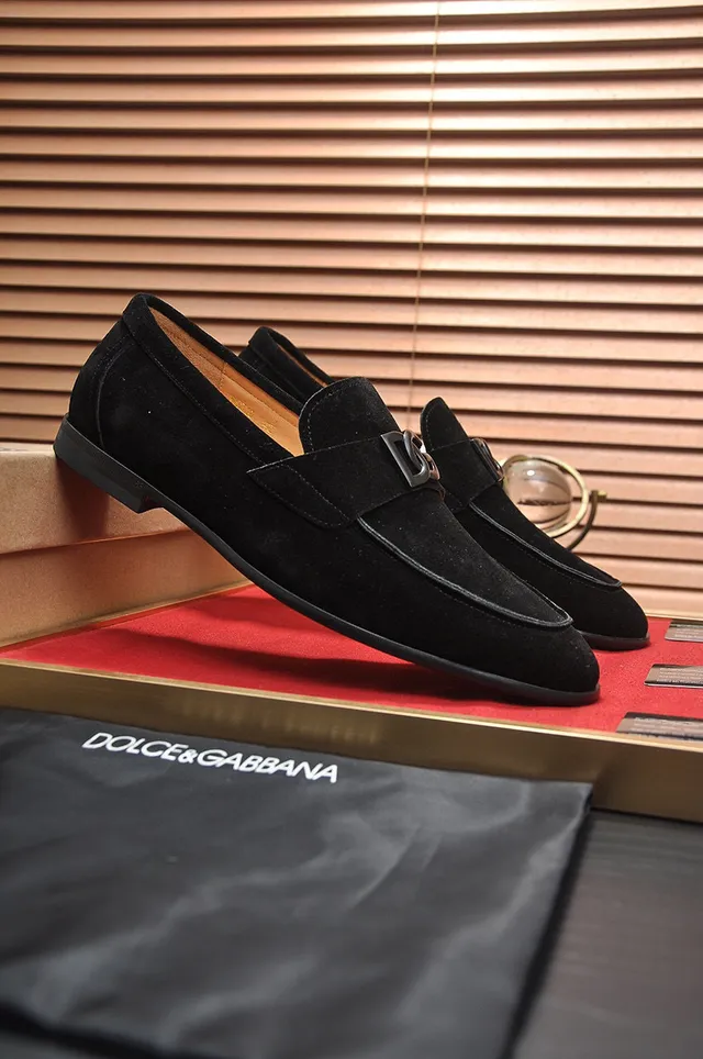 Dolce & Gabbana Portofino Daim Noir DG Buckle Mocassins 3