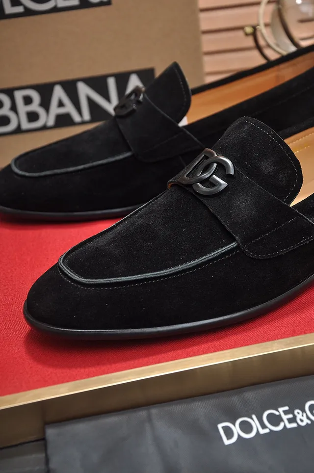 Dolce & Gabbana Portofino Daim Noir DG Buckle Mocassins 4