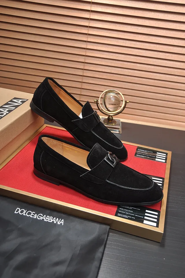 Dolce & Gabbana Portofino Daim Noir DG Buckle Mocassins 6