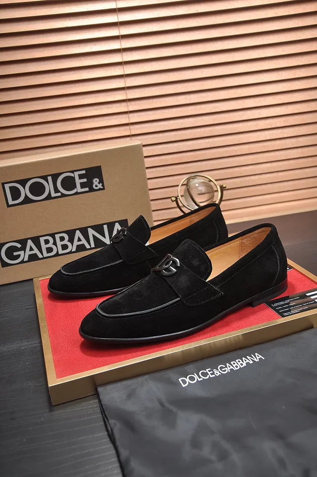 Dolce & Gabbana Portofino Daim Noir DG Buckle Mocassins 9