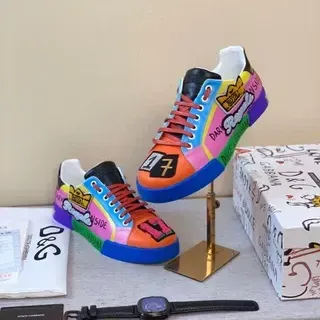 Dolce & Gabbana Portofino Multicolor Patchwork Lifestyle Sneakers