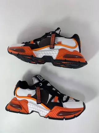 Dolce & Gabbana White Orange Platform Sole Multi-Panel Construction Chunky Sneakers 2