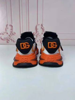 Dolce & Gabbana White Orange Platform Sole Multi-Panel Construction Chunky Sneakers 5