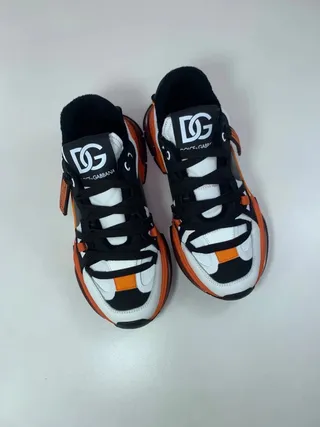 Dolce & Gabbana White Orange Platform Sole Multi-Panel Construction Chunky Sneakers 6