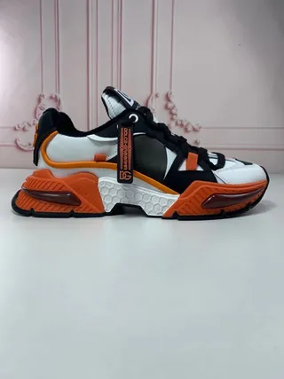 Dolce & Gabbana White Orange Platform Sole Multi-Panel Construction Chunky Sneakers 7