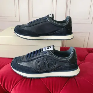 Dolce & Gabbana DG Monogram Navy Leather and Suede Lifestyle Sneakers