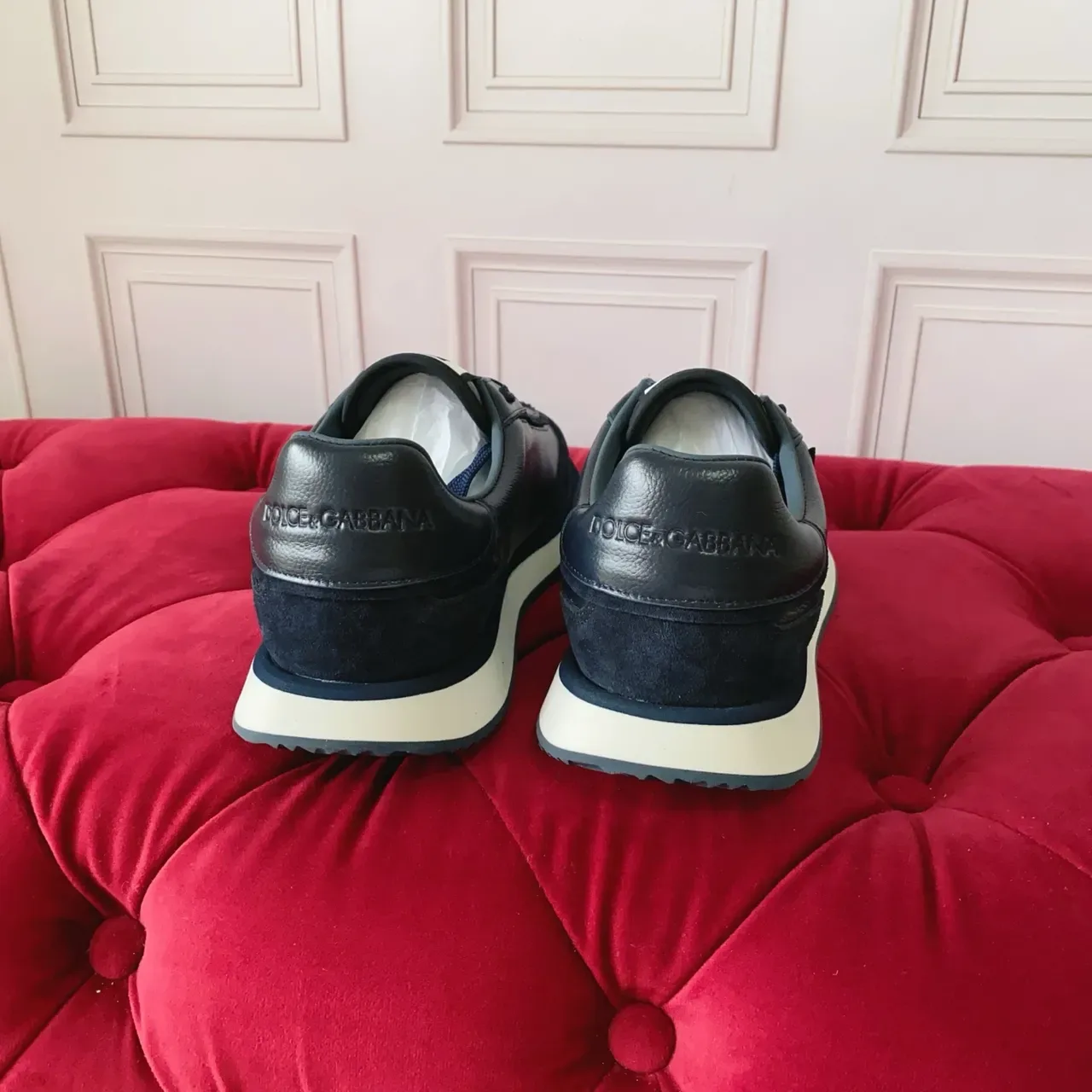 Dolce & Gabbana DG Monogram Navy Cuir et Daim Sneakers Lifestyle 3