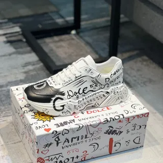 Dolce & Gabbana Graffiti-Print Brogue Toe Chunky Sneakers