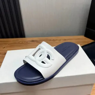 Dolce & Gabbana Logo Slide White and Navy Slippers
