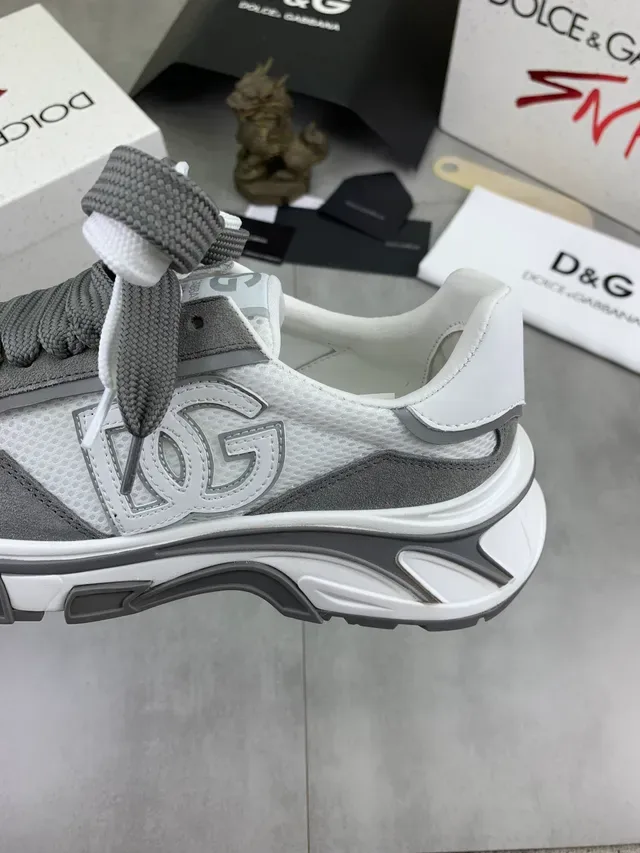 Dolce & Gabbana NS1 أبيض رمادي القاعدة أعلى مواد مختلطة حذاء رياضي ثقيل 4