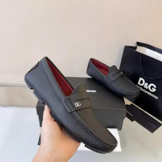 Dolce & Gabbana Portofino Black Pebbled Leather Penny Loafer