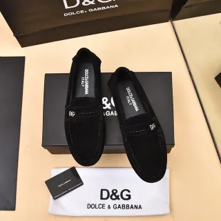 Dolce & Gabbana Portofino 黑色麂皮 DG Logo 乐福鞋