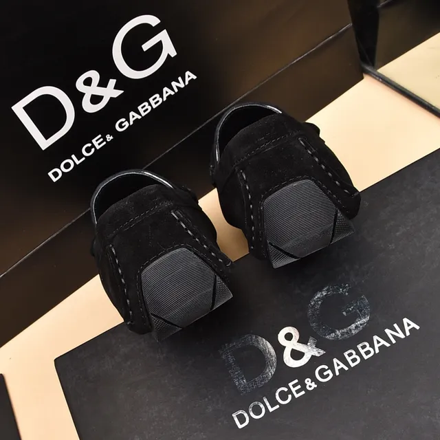Dolce & Gabbana Portofino Daim Noir DG Logo Mocassins 2