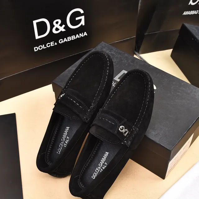 Dolce & Gabbana Portofino Daim Noir DG Logo Mocassins 3