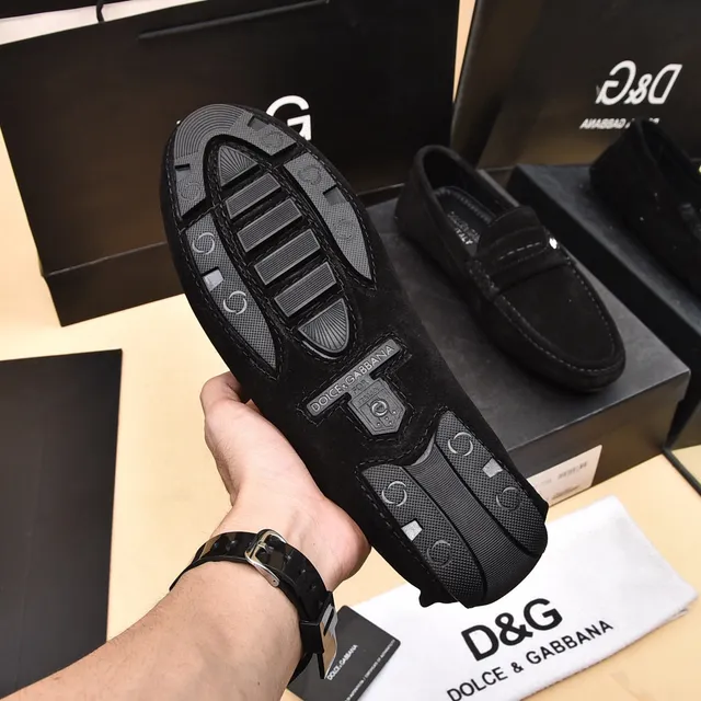 Dolce & Gabbana Portofino Daim Noir DG Logo Mocassins 4