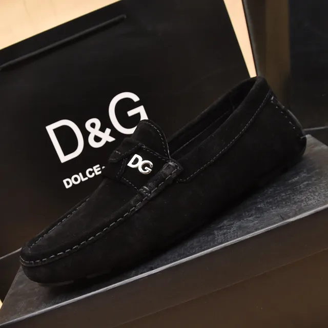 Dolce & Gabbana Portofino Daim Noir DG Logo Mocassins 5