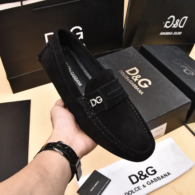 Dolce & Gabbana Portofino Daim Noir DG Logo Mocassins 6