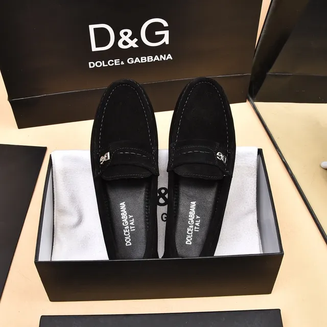 Dolce & Gabbana Portofino Daim Noir DG Logo Mocassins 7