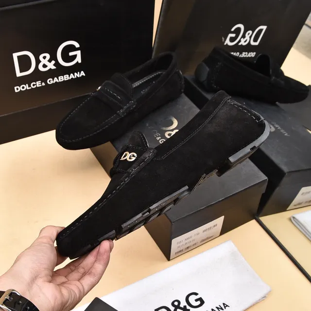 Dolce & Gabbana Portofino Daim Noir DG Logo Mocassins 8