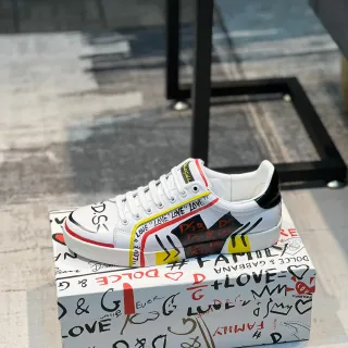 Dolce & Gabbana Portofino Graffiti-Print 白色生活方式运动鞋