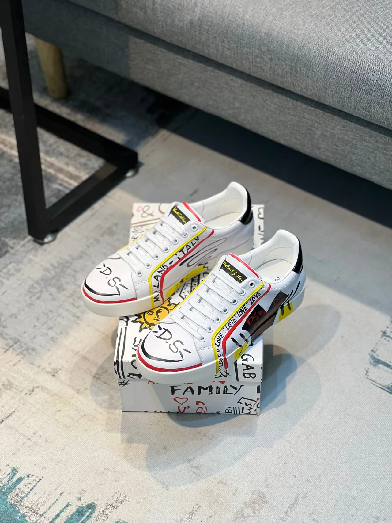 Dolce & Gabbana Portofino Graffiti-Print sneakers lifestyle blanches 7