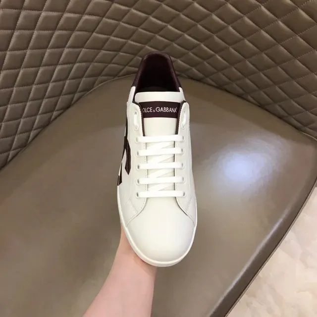 Dolce & Gabbana Portofino White Burgundy Low-Top Leather Lifestyle Sneakers 5