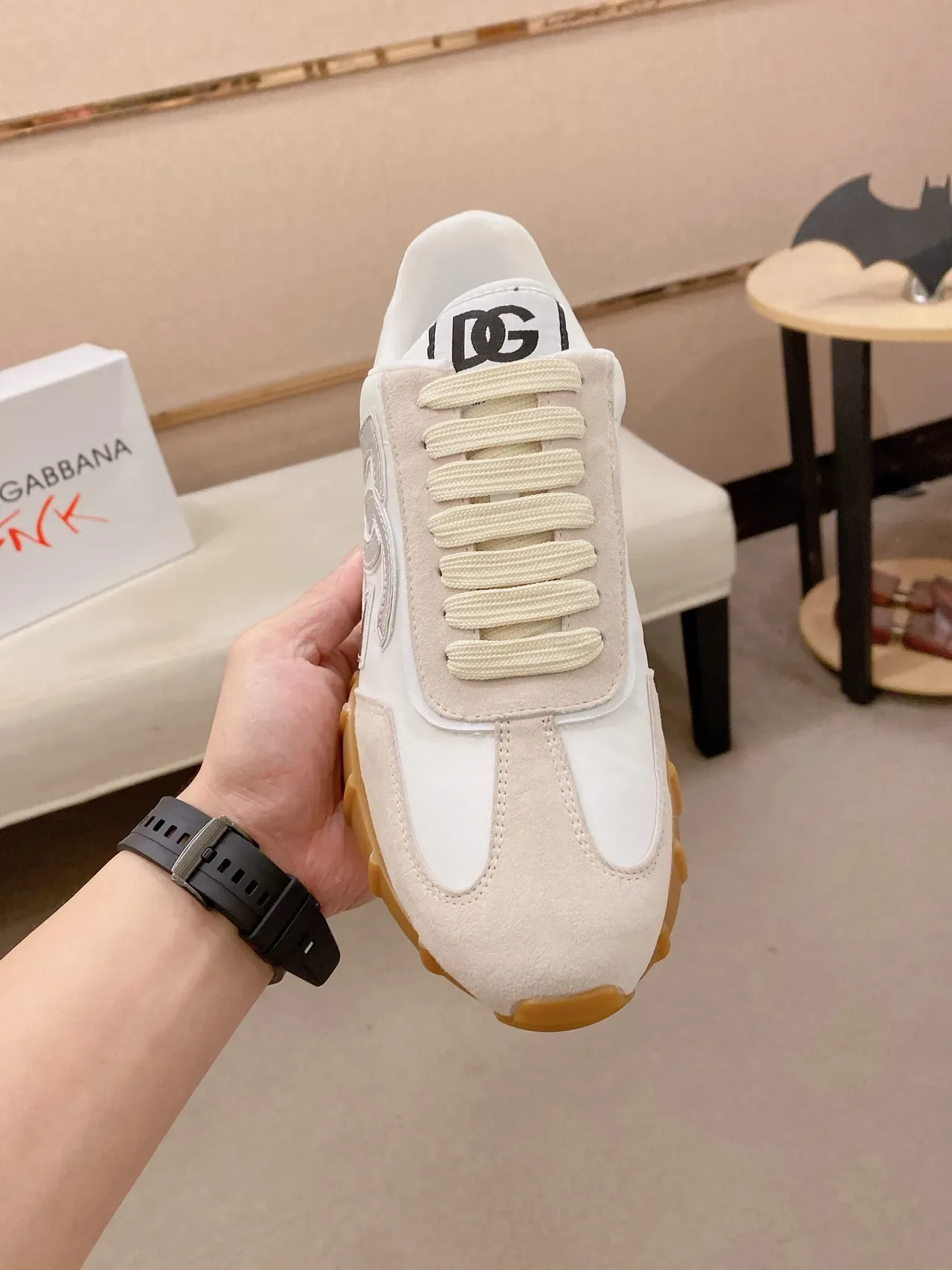 Dolce & Gabbana Tênis Lifestyle Branco Bege Material Misto Superior Oversized Logo Metálico 5