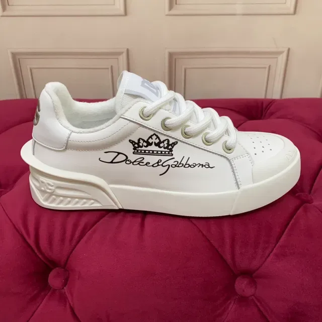 Dolce & Gabbana Tênis Lifestyle Brancos e Negros Low-Top Couro Sintético 2