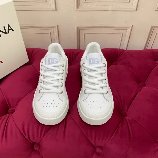 Dolce & Gabbana Tênis Lifestyle Brancos e Negros Low-Top Couro Sintético 3